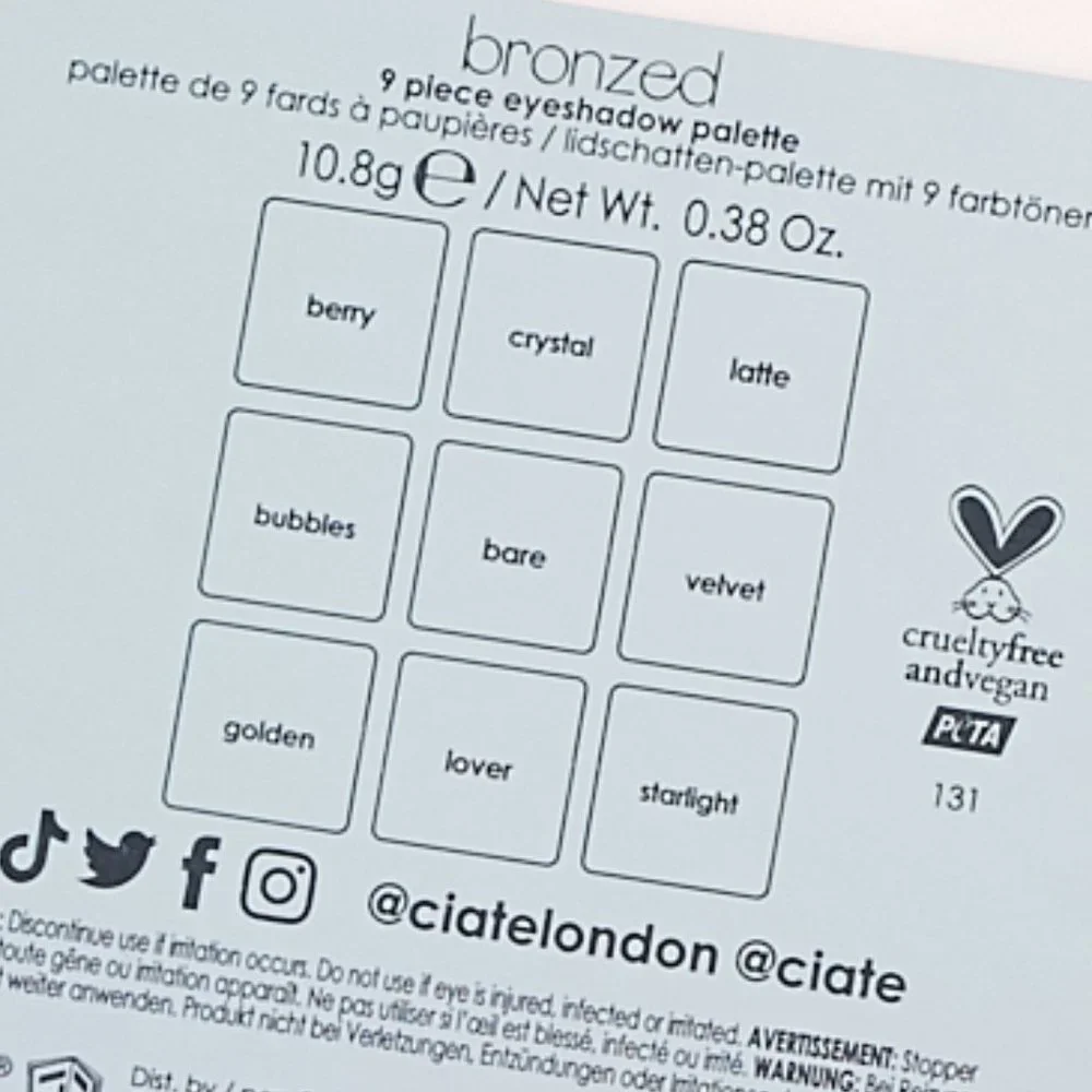 NWT Ciate London Eyeshadow Trend Edit Palette: Bronzed - Full Size - .38 Oz.